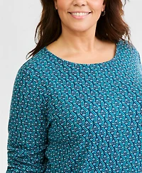 Style & Co Plus Long-Sleeve Scoop Neck Geometric T-Shirt, Macy's Exclusive