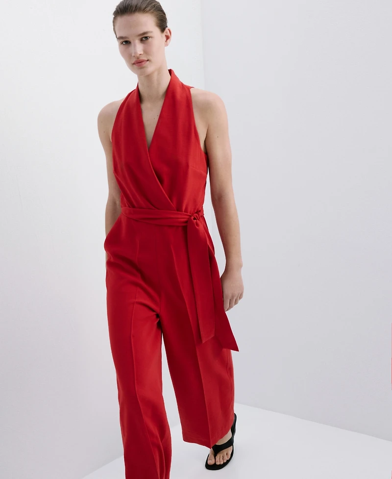 Mango Women's Belt Long Jumpsuit