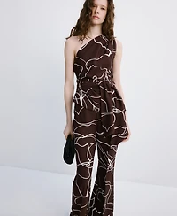 Mango Women's Wide Leg Printed Pants