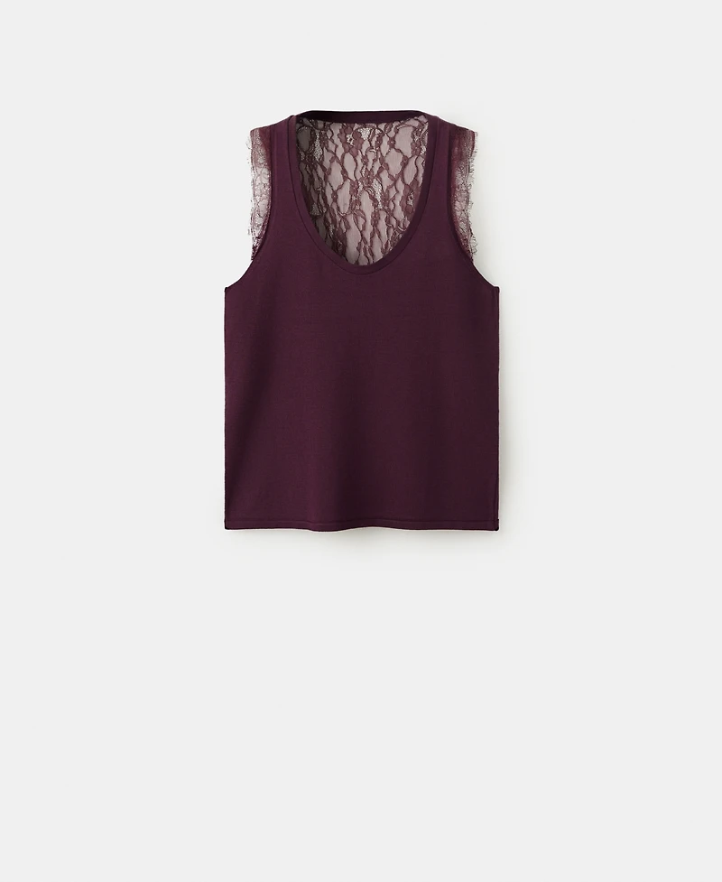 Mango Women's Lace Back Knit Top