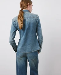 Mango Women's Ruffled Denim Shirt