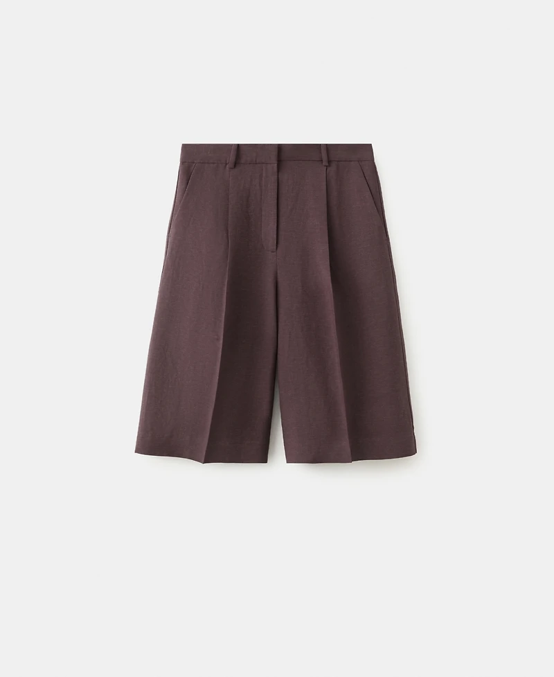 Mango Women's Straight Linen Bermuda Shorts