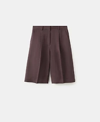 Mango Women's Straight Linen Bermuda Shorts