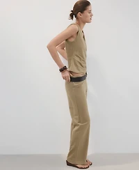 Mango Women's Straight Mid-Rise Pants