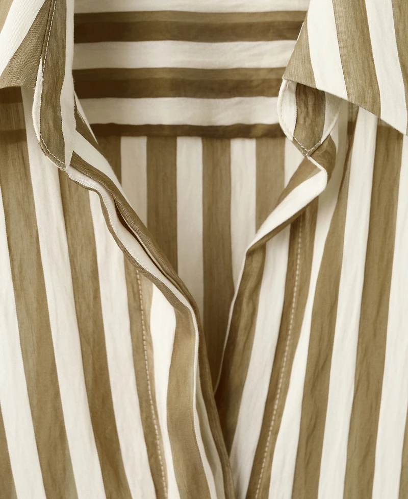 Mango Women's Semi-Transparent Striped Lyocell Shirt