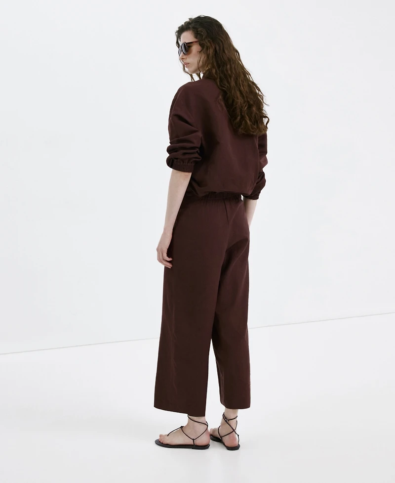 Mango Women's Straight Linen-Blend Pants