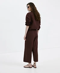 Mango Women's Straight Linen-Blend Pants