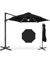 Best Choice Products 10ft 360° Rotating Cantilever Easy Auto Open Patio Umbrella w/ Solar Led Lights
