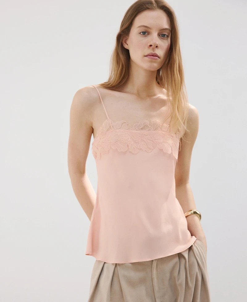 Mango Women's Lace Trim Top