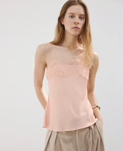 Mango Women's Lace Trim Top