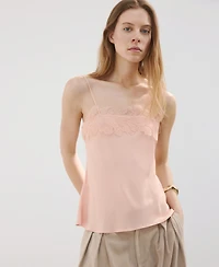 Mango Women's Lace Trim Top