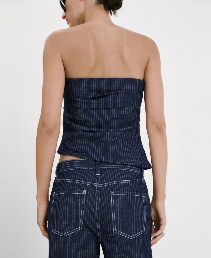 Mango Women's Asymmetrical Strapless Top