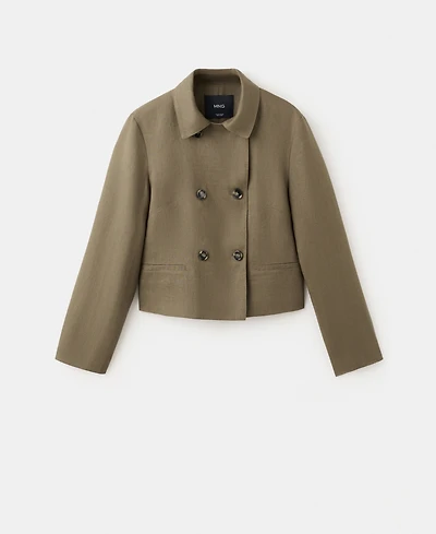 Mango Women's Double-Breasted Linen Jacket