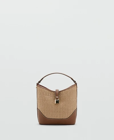 Mango Women's Contrasting Canvas Bucket Bag