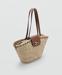 Mango Women's Medium Natural Fiber Basket Bag