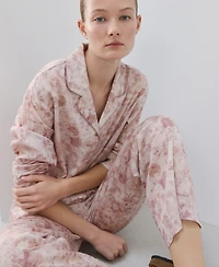 Mango Women's Piping Detail Printed Pajama Shirt