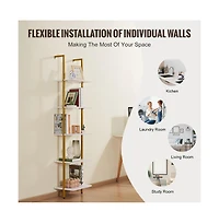 Sugift 5 Tier Industrial Ladder Shelf in Open Wall Mount