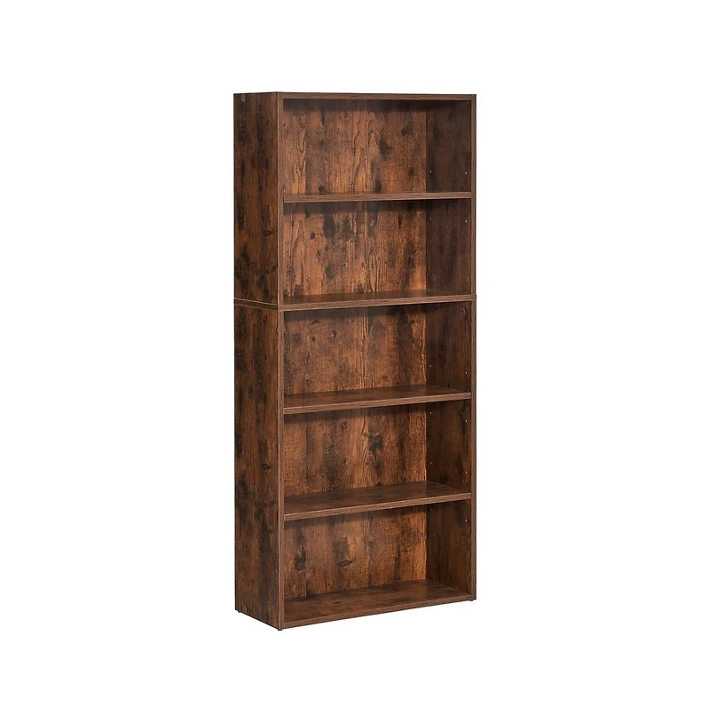 Sugift 5 Tier Narrow Bookshelf 53 in Wooden Open with Adjustable Shelves