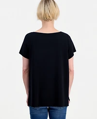 Style & Co Petite Short-Sleeve Boat Neck Top, Macy's Exclusive