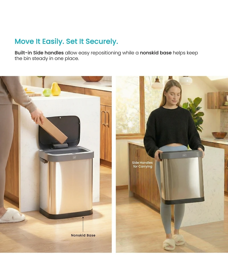 Home Zone Living Gallon Sensor Kitchen Trash Can with Motion Sensor Lid and Touch Controls, Stainless Steel