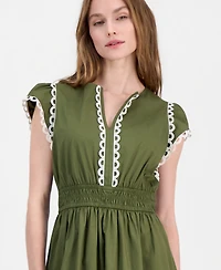Anne Klein Women's Cotton-Blend Poplin Midi Dress