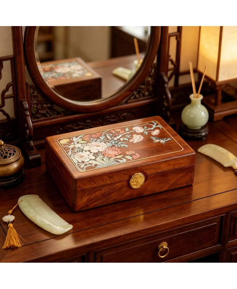 Yigii Solid Wood Travel Organizer Box: Compact, Brass Lock