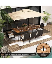 Sugift 9-Piece Outdoor Pe Rattan Patio Dining Set with Acacia Wood Table