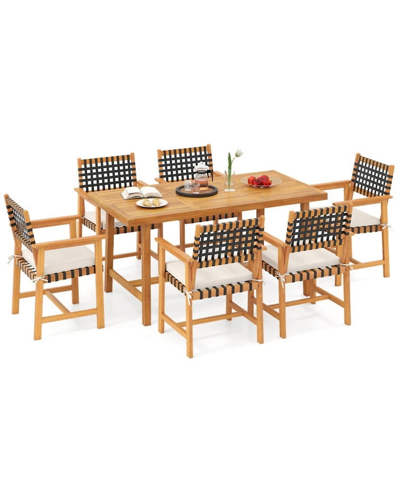 Sugift 7-Piece Outdoor Dining Set for 6 People Farmhouse Style Furniture