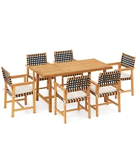 Sugift 7-Piece Outdoor Dining Set for 6 People Farmhouse Style Furniture