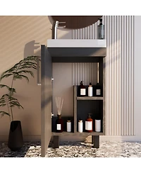 Sillysis Freestanding Bathroom Vanity with Ceramic Sink, Modern Space-Saving Storage Cabinet for Small Bathrooms