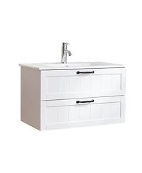 Sillysis Wall Mounted Bathroom Vanity with Sink, Solid Wood, Soft Close Drawers, Modern Small Bathroom Storage