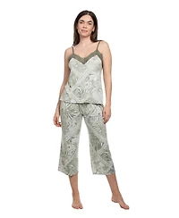Linea Donatella Women's V-Neck Cami Top and Cropped Pants, 2-Piece Set