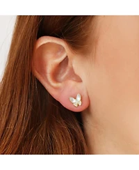 The Lovery Mother of Pearl Cz Butterfly Stud Earrings 14K Gold-Plated Sterling Silver