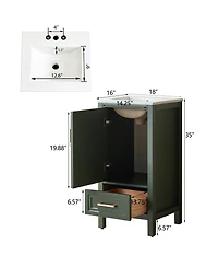 Sillysis Fully Assembled Solid Wood Freestanding Bathroom Vanity with Ceramic Sink, Soft Close Drawer for Small Spaces