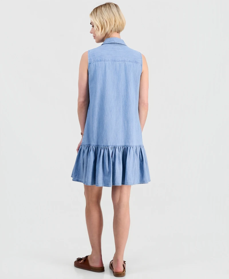 Style & Co Petite Cotton Chambray Sleeveless Shirtdress, Macy's Exclusive