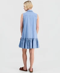 Style & Co Petite Cotton Chambray Sleeveless Shirtdress, Macy's Exclusive