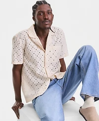 Sun + Stone Men's Cotton Eyelet Short-Sleeve Camp Shirt, Macy's Exclusive
