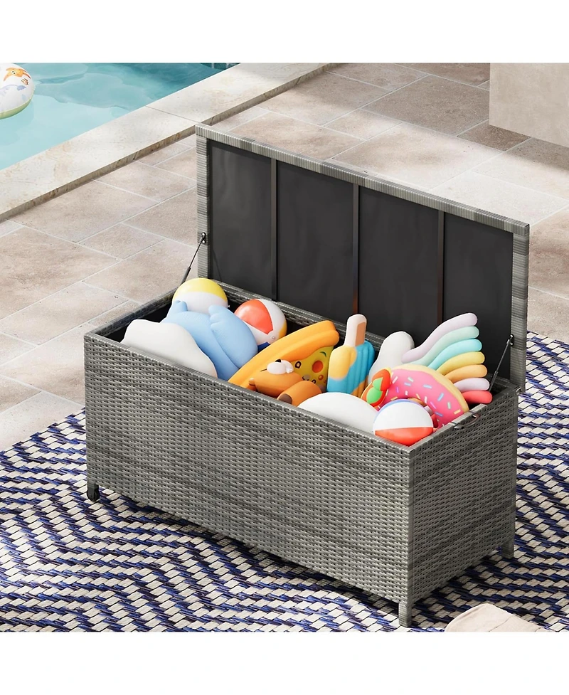 gaomon 125-Gallon Outdoor Deck Box with Wheels and Liner, Wicker