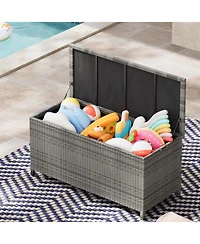 gaomon 125-Gallon Outdoor Deck Box with Wheels and Liner, Wicker