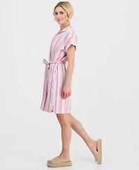 Style & Co Petite Printed Button-Front Tie-Waist Shirt Dress, Macy's Exclusive