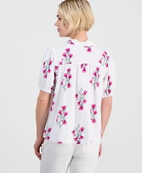 Style & Co Petite Floral-Print Puff-Sleeve Top, Macy's Exclusive
