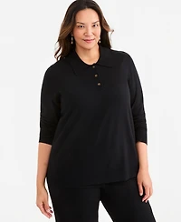 Style & Co Plus Long-Sleeve Polo Sweater, Macy's Exclusive