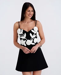 Siena Women's 3D Floral Applique Detail Mini Dress