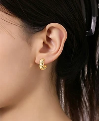 Unwritten Cubic Zirconia Fashion Hoop Earring Trio Set