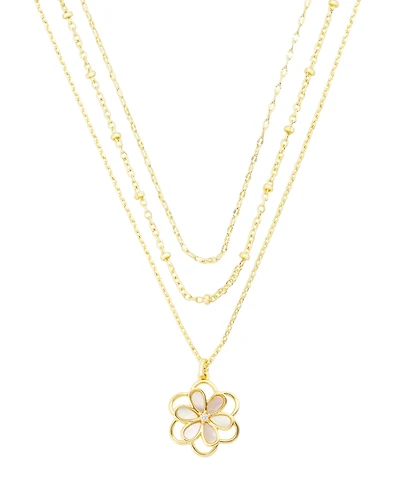 Unwritten Cubic Zirconia and Mother of Pearl Floral Pendant Trio Necklace Set