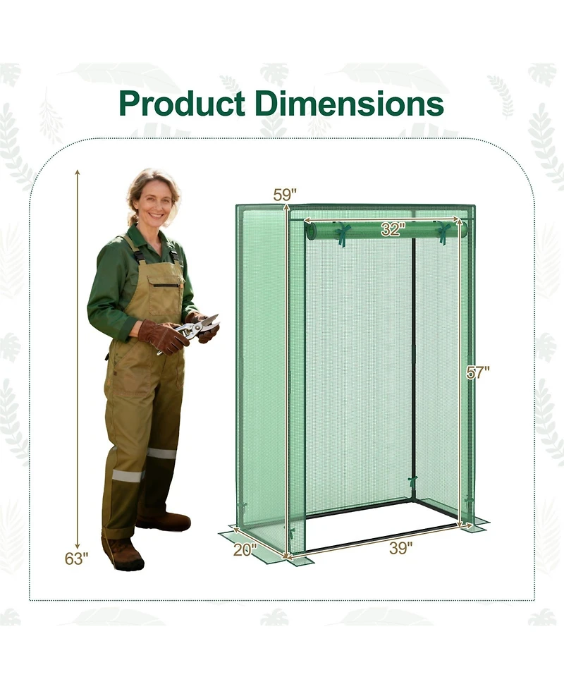 Sugift Portable Mini Greenhouse with Roll-Up Zippered Door