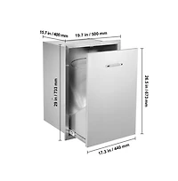 Sugift Pull Out Trash Drawer 19.7W x 26.5H in Outdoor Kitchen Stainless Steel