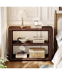 Tribesigns Narrow Side Table Set of 2, 3-Tier End for Living Room, Small Fluted Nightstand, Farmhouse Bedside