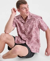 Sun Stone Mens Butler Medallion Print Camp Shirt Pull On Shorts Macys Exclusive