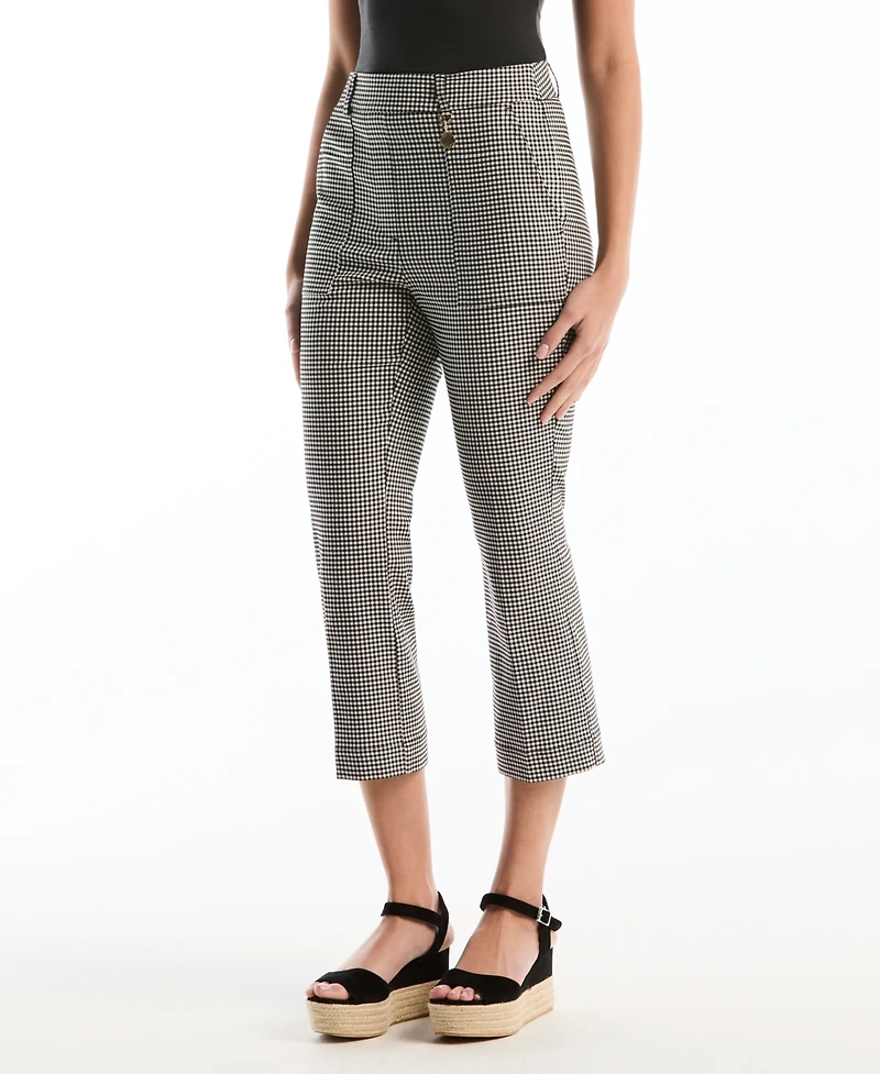 Rafaella Petite Gingham Print Porkchop Pocket Kick Flare Pants